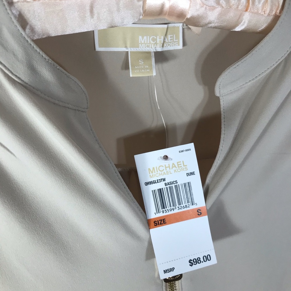 Michael Kors zipper-down blouse, dune. NWT, S - Picture 3 of 7